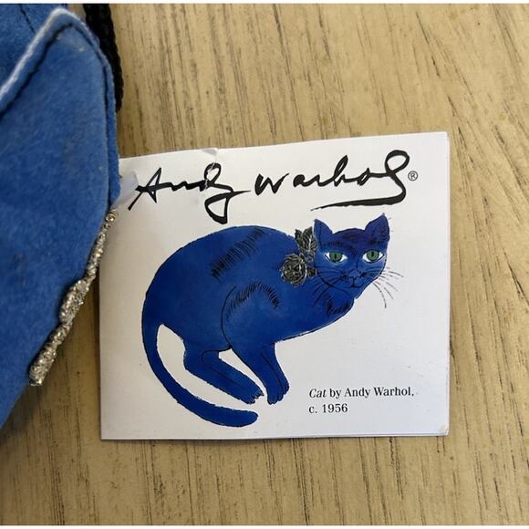 VTG Andy Warhol Blue Cat Pop Art Purse Bag Artsy 80s Retro Hipster Kitty Y2K 00s - Picture 4 of 16